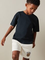 Reiss Washed Navy Selby 9-13 yrs Oversized Cotton Crew Neck T-Shirt - Image 1 of 4