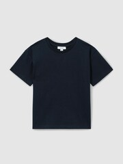 Reiss Washed Navy Selby 9-13 yrs Oversized Cotton Crew Neck T-Shirt - Image 2 of 4