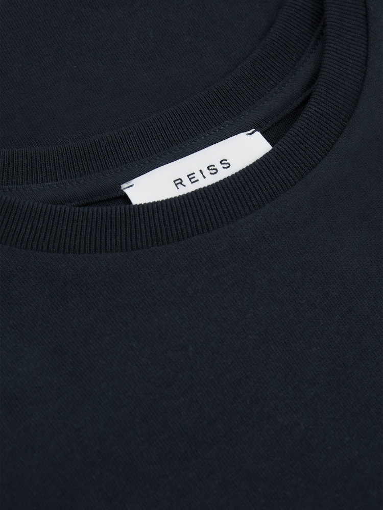 Reiss Washed Navy Selby 9-13 yrs Oversized Cotton Crew Neck T-Shirt - Image 4 of 4
