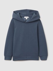 Reiss Dark Diesel Blue Fabien 13-14 yrs Interlock Jersey Hoodie - Image 1 of 3