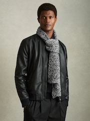 Reiss Kallie Cotton-Wool Ribbed Mouliné Scarf - Imagen 2 de 5