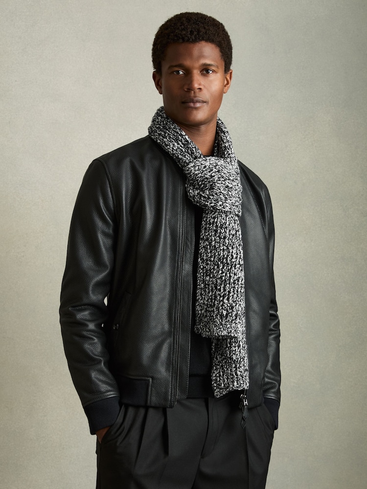 Reiss Kallie Cotton-Wool Ribbed Mouliné Scarf - Imagen 2 de 5