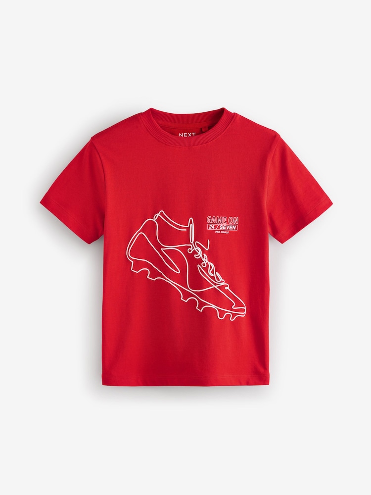 Red/Black/White Football Regular Fit Graphic Short Sleeve 100% Cotton T-Shirts 3 Pack (3-16yrs) - Image 2 of 7