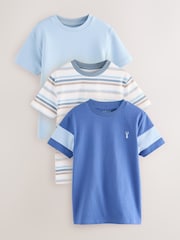 Blue/Cream Stripe Regular Fit Short Sleeve T-Shirts 3 Pack (3-16yrs) - Image 1 of 3