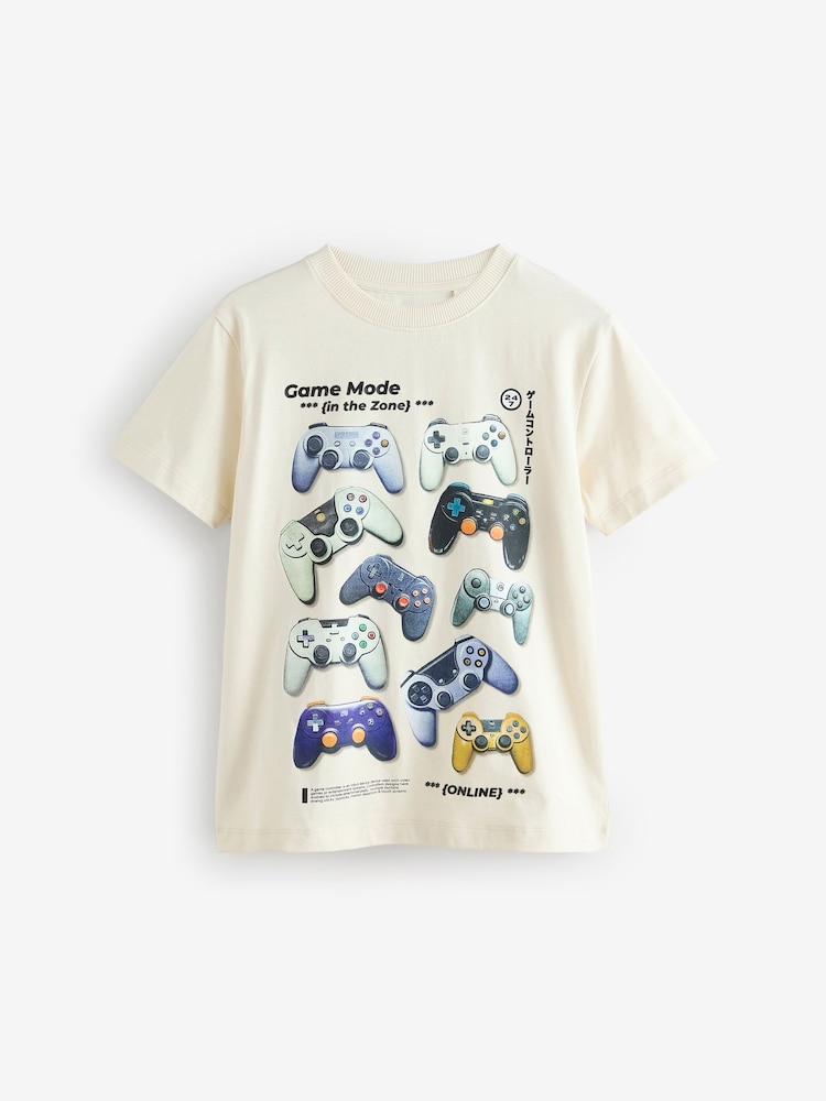 Grey/Purple/Ecru Gamer Regular Fit Graphic Short Sleeve 100% Cotton T-Shirts 3 Pack (3-16yrs) - Image 2 of 7