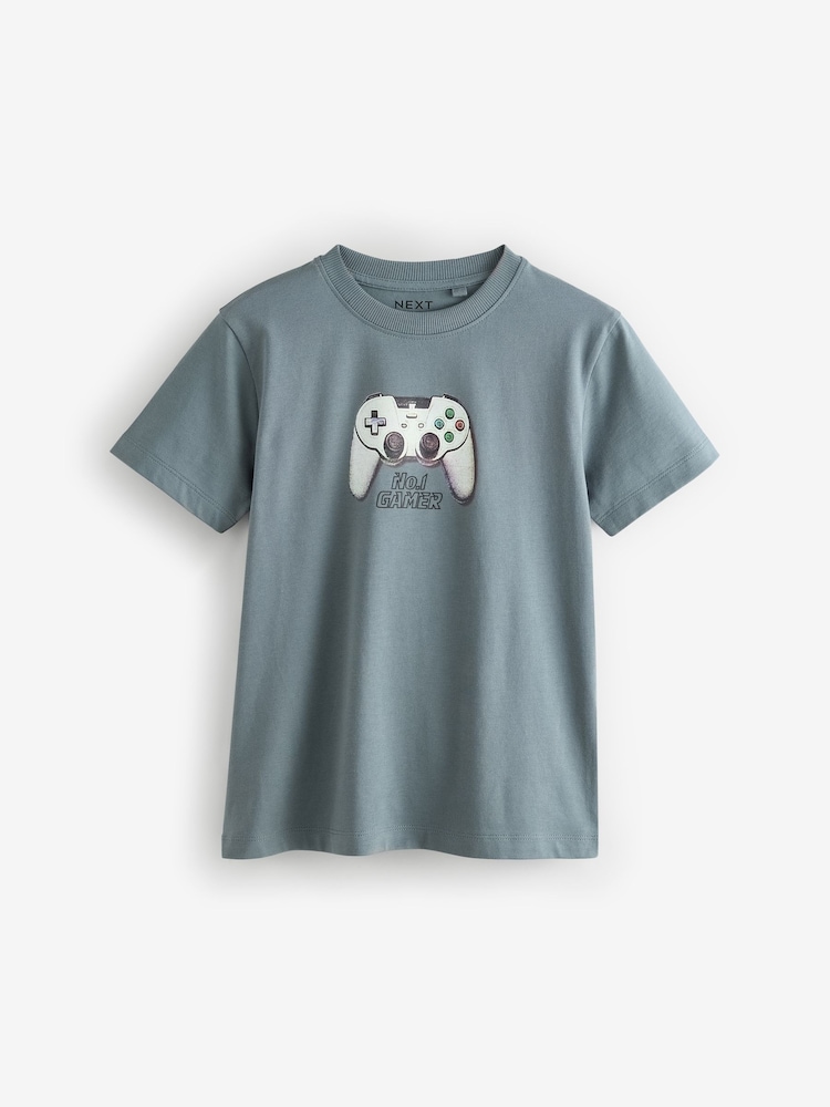 Grijs/paars/ecru gamer - Regular fit T-shirts met print en korte mouwen van 100% katoen verpakking van 3 (3-16jr) - Image 3 of 7