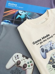 Grey/Purple/Ecru Gamer Regular Fit Graphic Short Sleeve 100% Cotton T-Shirts 3 Pack (3-16yrs) - Image 7 of 7
