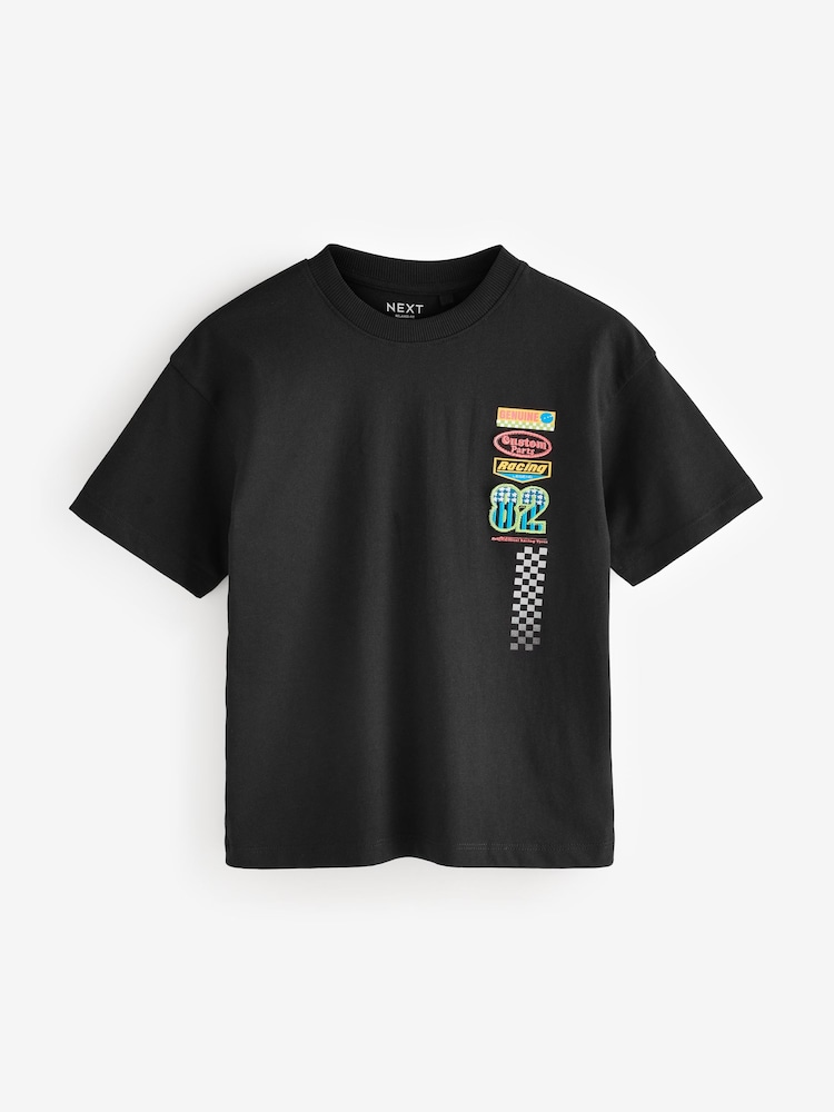 Voiture de course Bleu/Écru - Relaxed Fit Graphic Print Short Sleeve 100% Cotton T-Shirts 3 Pack (3-16yrs) - Image 6 of 8
