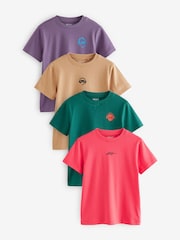 Green/Red/Camel/Purple Short Sleeve Small Graphic T-Shirts 4 Pack (3-16yrs) - Image 1 of 8