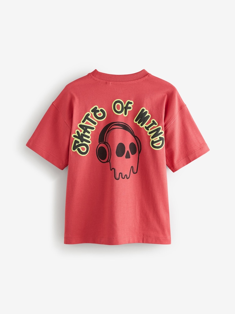 Rood/blauw/cementgraffiti - T-shirts met relaxte pasvorm en grafische print van 100% katoen, verpakking van 3 stuks (3-16jr) - Image 3 of 7