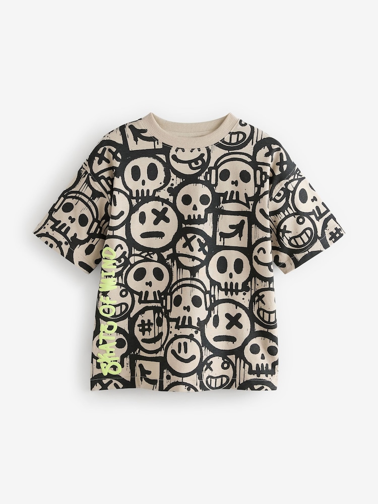 Rood/blauw/cementgraffiti - T-shirts met relaxte pasvorm en grafische print van 100% katoen, verpakking van 3 stuks (3-16jr) - Image 4 of 7