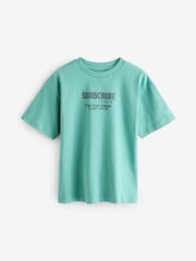 Green/Blue/White/Pale Yellow Relaxed Fit Graphic Short Sleeve T-Shirts 4 Pack (3-16yrs) - Image 5 of 7