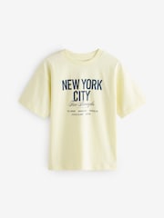Green/Blue/White/Pale Yellow Relaxed Fit Graphic Short Sleeve T-Shirts 4 Pack (3-16yrs) - Image 6 of 7