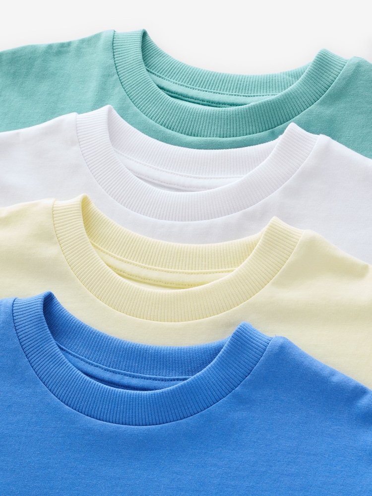 Green/Blue/White/Pale Yellow Relaxed Fit Graphic Short Sleeve T-Shirts 4 Pack (3-16yrs) - Image 7 of 7