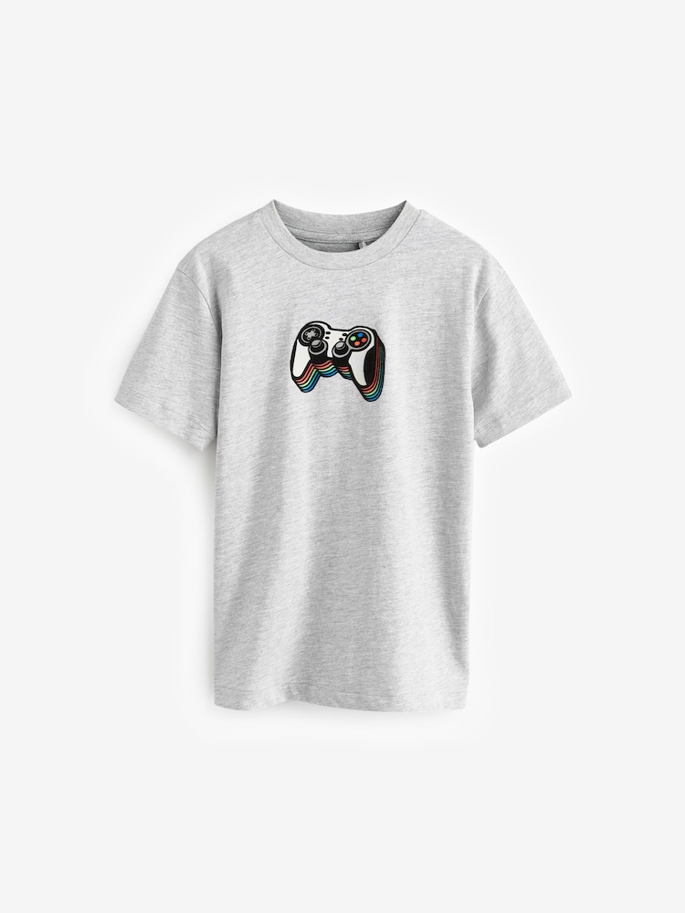 Navy/White/Grey Regular Fit Graphic Short Sleeve 100% Cotton T-Shirts 3 Pack (3-16yrs) - Image 2 of 7