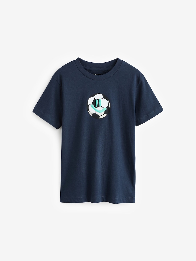 Marine/Blanc/Gris - Coupe classique Graphic Courts Manches  100T-shirt % coton 3 Lot de (3-16ans) - Image 3 of 7