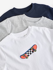 Navy/White/Grey Regular Fit Graphic Short Sleeve 100% Cotton T-Shirts 3 Pack (3-16yrs) - Image 6 of 7