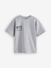Rostbraun/Schwarz/Blau/Grau - Kurzarm-T-Shirts in Relaxed-Fit mit Grafikprint im 4er-Pack (3–16 J.) - Bild 2 von 9