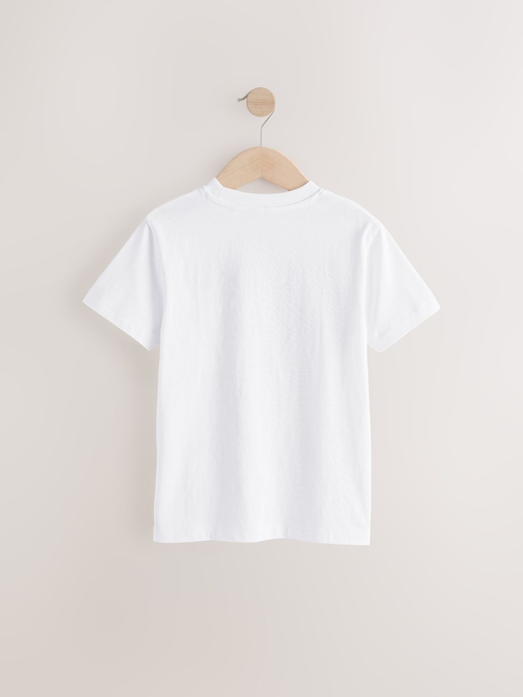 Black/White/Grey Marl/Khaki Short Sleeve Small Graphic T-Shirts 4 Pack (3-16yrs) - Image 3 of 8