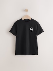 Black/White/Grey Marl/Khaki Short Sleeve Small Graphic T-Shirts 4 Pack (3-16yrs) - Image 4 of 8