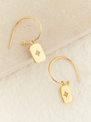 Gold Plated Dog Tag Hoop Earrings - Image 1 of 3