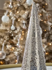 Set of 3 Silver Glass Christmas Tree Ornaments - Image 2 of 4