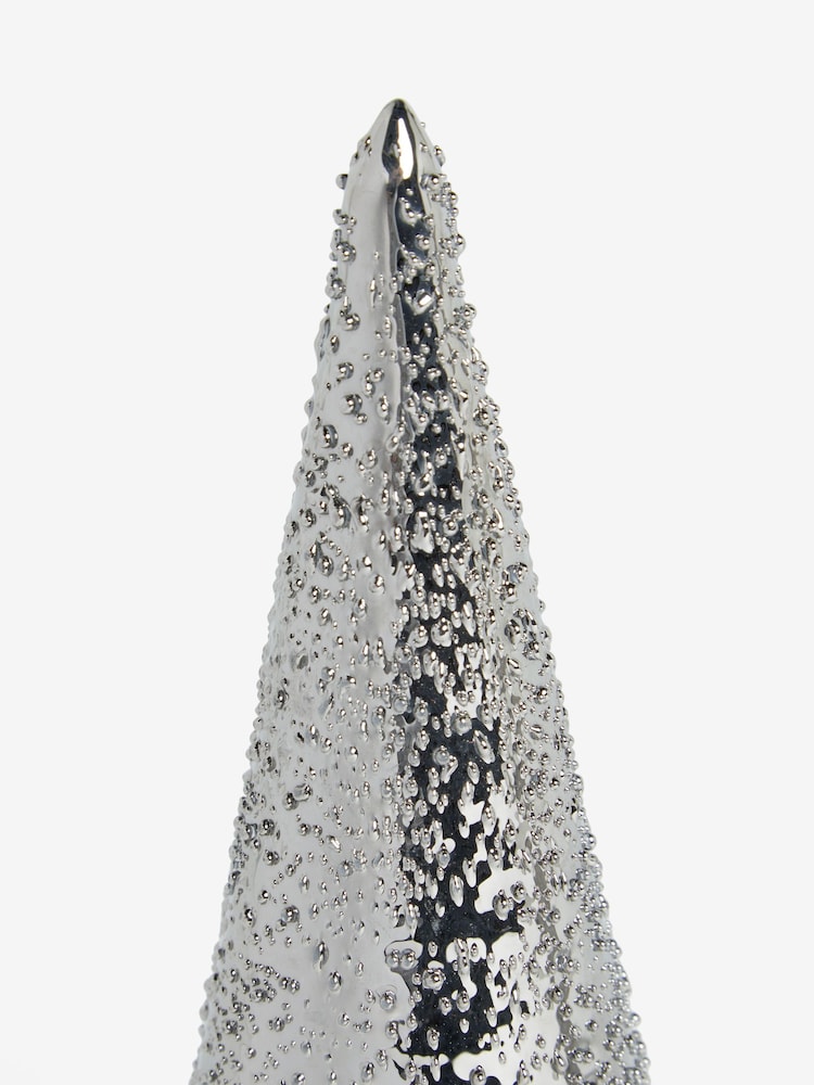 Set of 3 Silver Glass Christmas Tree Ornaments - Image 4 of 4