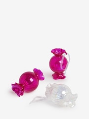 Set of 3 Pink/Clear Glass Sweetie Christmas Baubles - Image 3 of 4