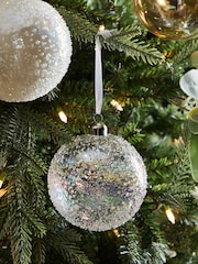 Set of 10 White and Gold Glass Baubles - Image 2 of 5