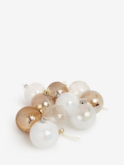Set of 10 White and Gold Glass Baubles - Image 3 of 5