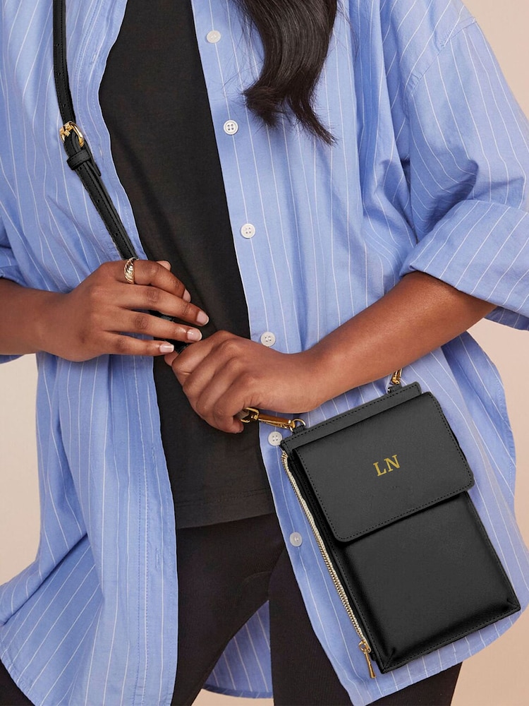 Loveabode Personalised Phone Carry Case Cross Over Black Bag - Image 4 of 4