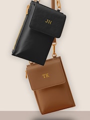 Loveabode Personalised Phone Carry Case Cross Over Brown Bag - Image 3 of 4