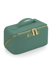 Loveabode Personalised Open Flat Makeup Sage Green Bag - Image 1 of 4