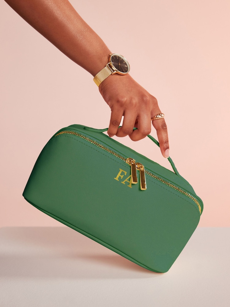 Loveabode Personalised Open Flat Makeup Sage Green Bag - Image 4 of 4