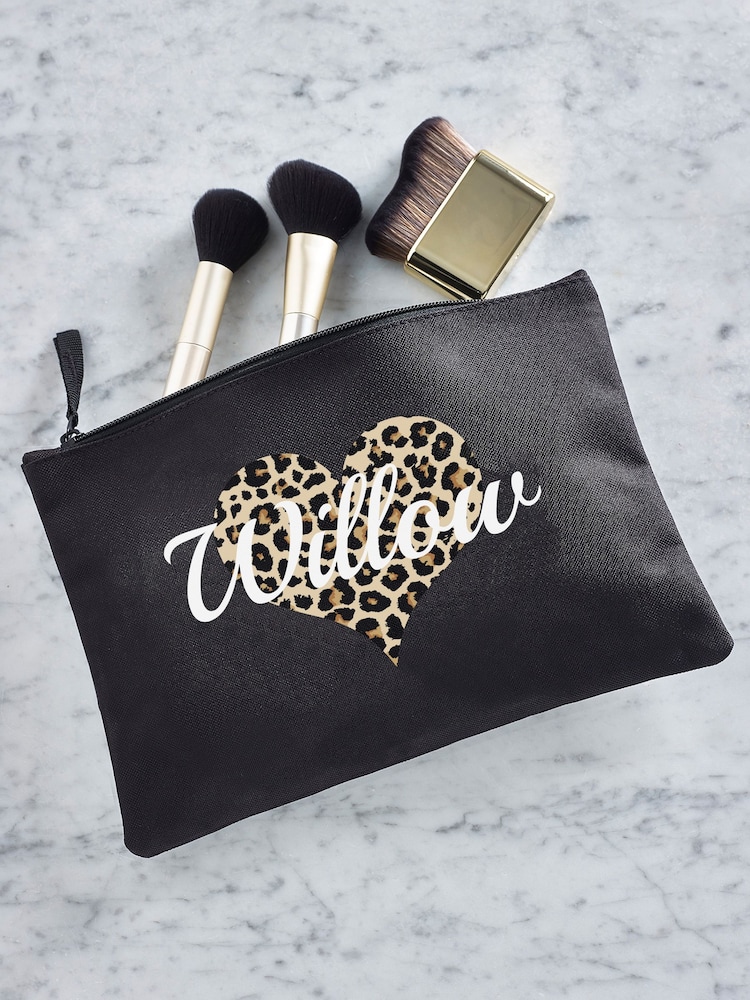 Personalised Animal Print Heart Make Up Bag - Image 2 of 4