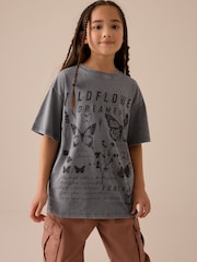Charcoal Grey Oversized Graphic Print T-Shirt (3-16yrs) - Image 1 of 7