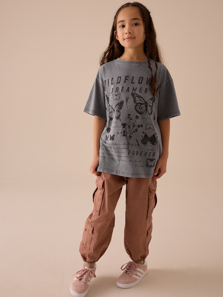 Charcoal Grey Oversized Graphic Print T-Shirt (3-16yrs) - Image 2 of 7