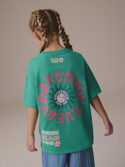 Green/Pink Oversized Graphic T-Shirt (3-16yrs) - Image 1 of 7