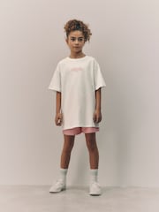 White/Pink Floral Oversized Graphic Print T-Shirt (3-16yrs) - Image 1 of 8