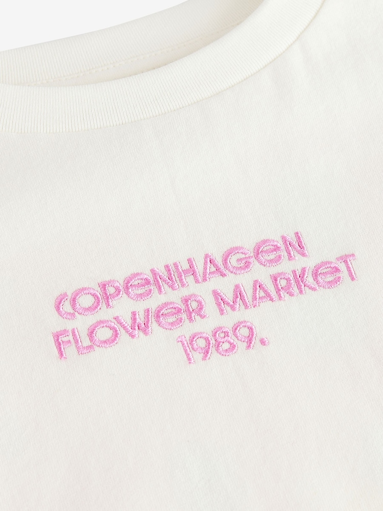 White/Pink Floral Oversized Graphic Print T-Shirt (3-16yrs) - Image 8 of 8