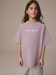 Lilac Purple Oversized Graphic Print T-Shirt (3-16yrs) - Image 1 of 8