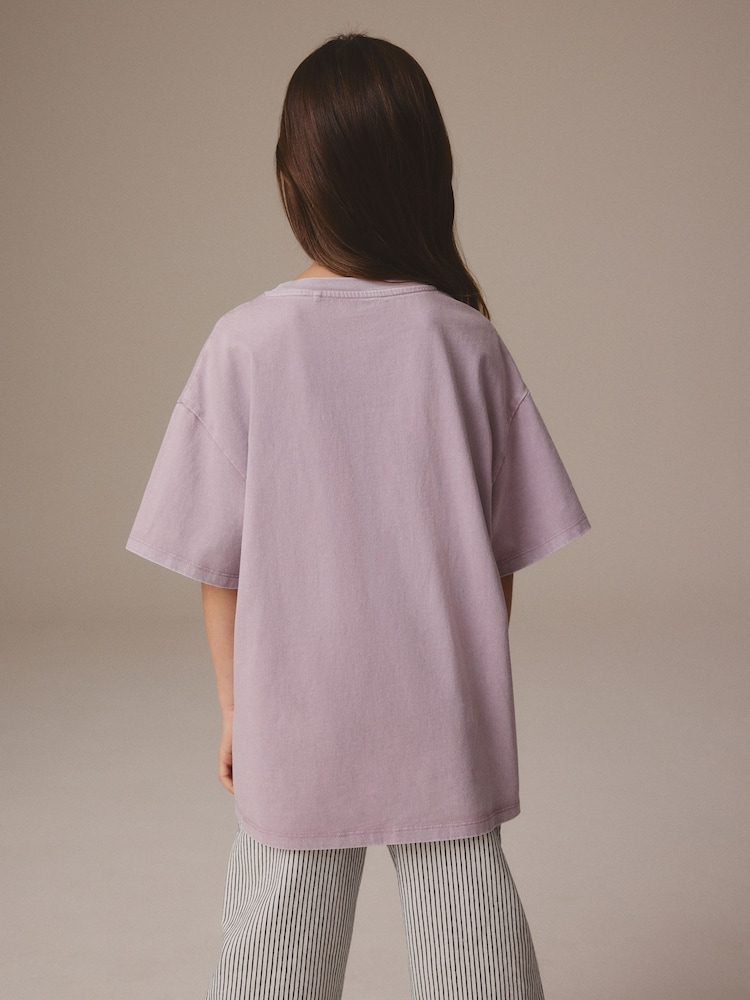 Lilac Purple Oversized Graphic Print T-Shirt (3-16yrs) - Image 3 of 8
