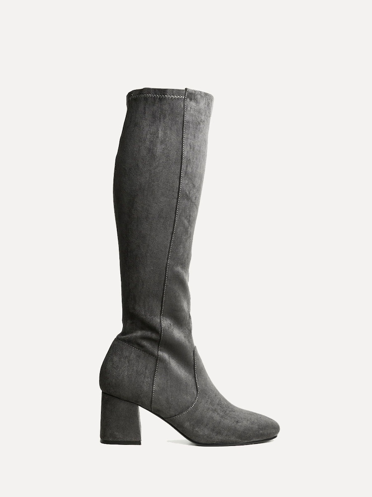 Linzi Grey Frosty Block Heeled High Leg Boots - Image 2 of 6