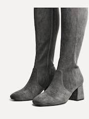 Linzi Grey Frosty Block Heeled High Leg Boots - Image 4 of 6