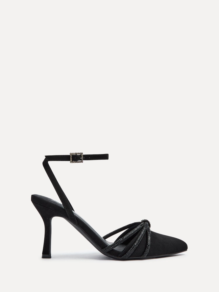 Linzi Black Deanna Court Heels With Diamante Knot Detail - Image 2 of 5