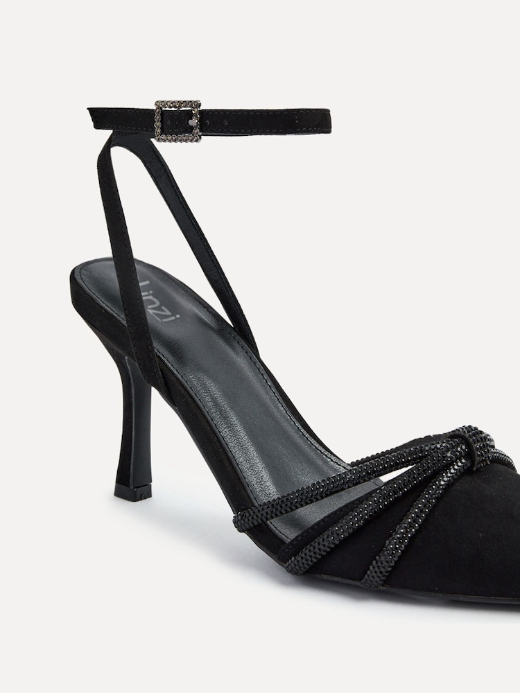 Linzi Black Deanna Court Heels With Diamante Knot Detail - Image 5 of 5