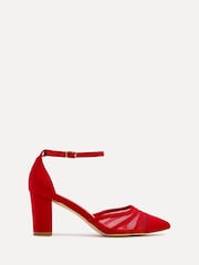 Linzi Red Tasha Scuba Block Court Heels With Mesh Front Detail - Image 2 of 5