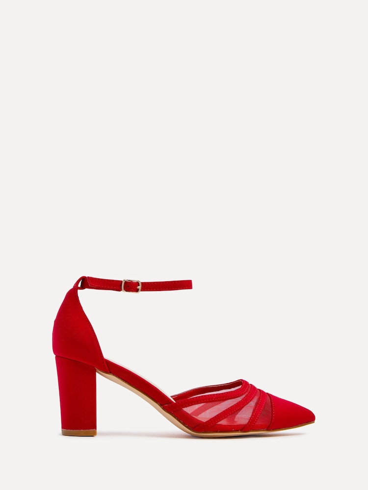 Rot - Linzi Print Tasha Block Court Heels With Mesh Front Detail - Bild 2 von 5 Rot - Linzi Print Tasha Block Court Heels With Mesh Front Detail - Bild 2 von 5