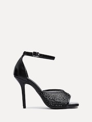 Linzi Black Erica Mesh Diamante Stiletto Heeled Sandals - Image 2 of 5