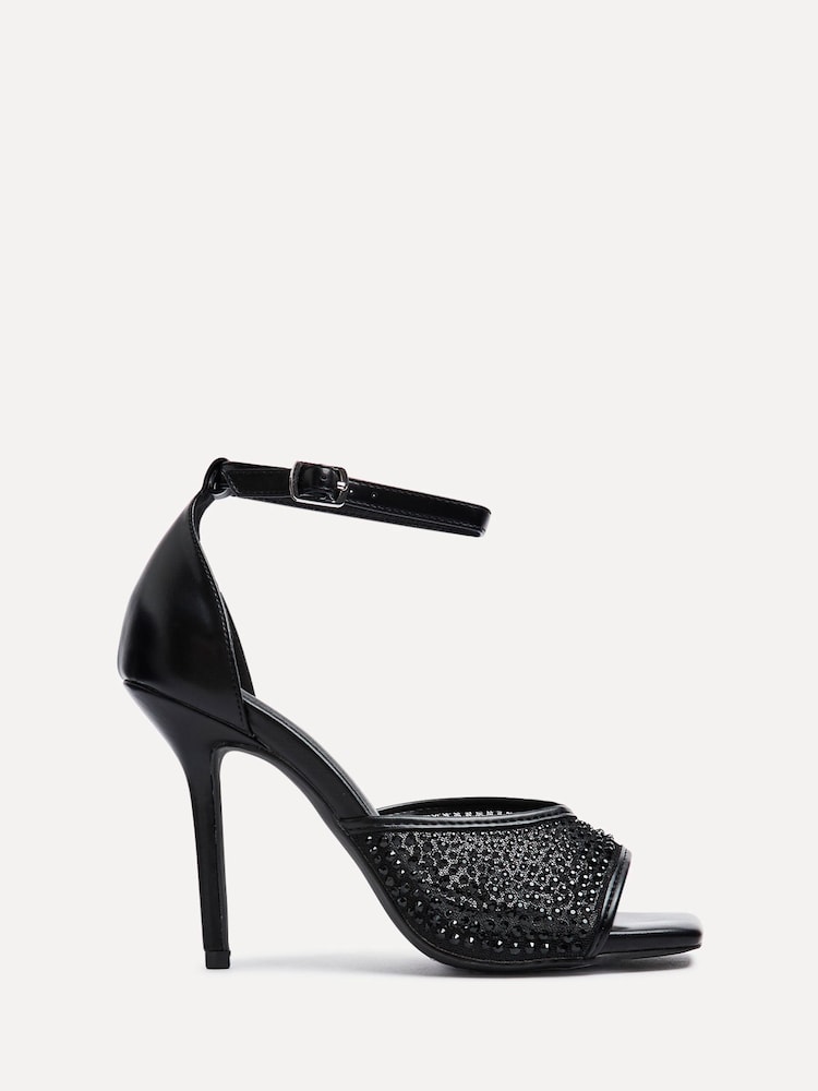 Schwarz - Linzi Erica Sandalen aus Netzstoff mit Strass und Stilettoabsatz - Bild 2 von 5 Schwarz - Linzi Erica Sandalen aus Netzstoff mit Strass und Stilettoabsatz - Bild 2 von 5